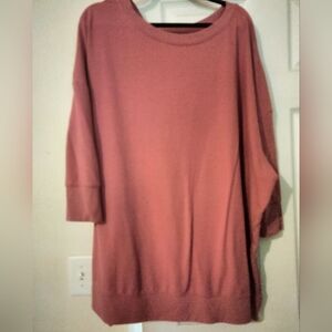 Terra & Sky, 3/4 Sleeve Sweatshirt, 4X, Dusty Rose
